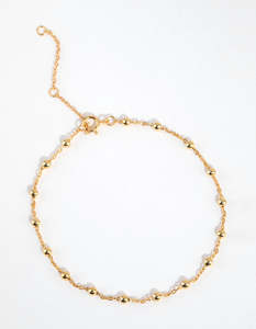 Anklets: Gold Plated Sterling Silver Ball Chain Bracelet or Anklet