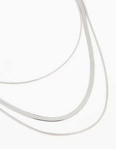 Layered Necklaces: Waterproof Stainless Steel Triple Row Chain Necklace
