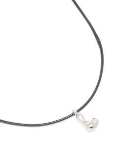 Black: Waterproof Stainless Steel Bubble Large Bubble Letter L Cord Necklace