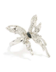 Black: Silver Gothic Butterfly Ring
