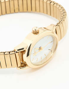 Watches: Gold Mini Oval Stretch Watch