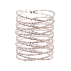 Bridal Party: Diamante Silver Crossover Multi Layer Cuff