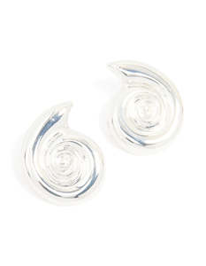 Stud Earrings: Silver Snail Swirl Stud Earrings