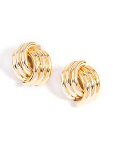 Stud Earrings: Gold Plated Knotted Stud Earrings