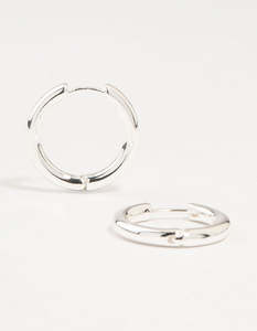Silver Round Medium Huggie Earrings
