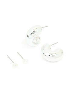 Silver Earrings: Silver Bubble Ball Hoop & Stud Earrings 2-Pack