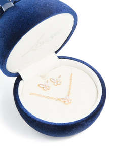 Jewelry Sets: Gold Cubic Zirconia Butterfly Necklace & Earrings Set