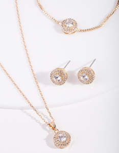 Jewelry Sets: Gold Diamond Simulant Circle Jewellery Set