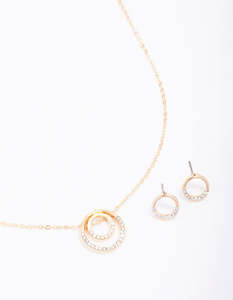 Gold Double Open Circle Jewelley Set