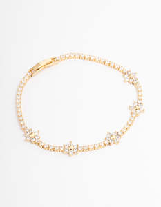 Boutique Collection: Gold Plated Flower Cup Chain Tennis Bracelet