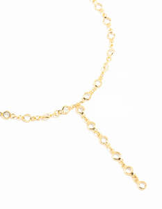 Boutique Collection: Gold Plated Round Diamante Chain Y-Necklace