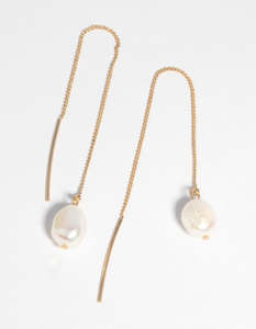 Boutique Collection: Gold Plated Pearl Thread Through Earrings