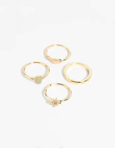 Stacking Rings: Gold Plated Semi-Precious Stone Ring Pack