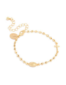 Cross: Gold Plated Ball Chain Cross & Mary Bracelet