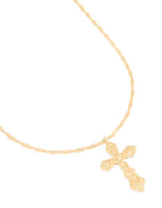 Cross: Gold Plated Extra Large Decorative Cross Necklace