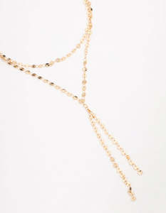 Gold Plated Round Link Layered Y-Necklace
