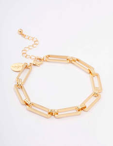Gold Plated Brass Rectangular Link Bracelet