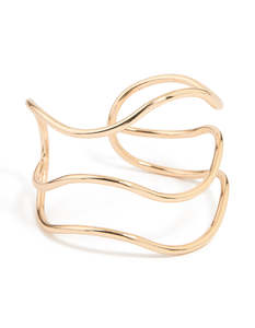 Wristwear: Gold Triangular Squiggle Wrist Cuff