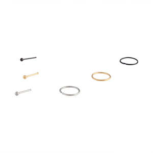 Body Jewelry: Mixed Metals Nose Ring Stud 6-Pack