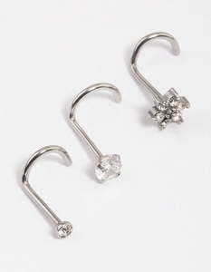 Body Jewelry: Surgical Steel Flower Nose Pack