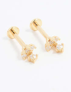 Gold Plated Surgical Steel Cubic Zirconia Flat Back Pack