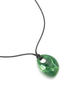 Green: Green Acrylic Chunky Oval Pendant Cord Necklace