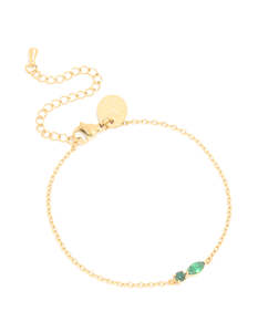 Waterproof Gold Plated Stainless Steel May Green Cubic Zirconia Birthstone Bracelet