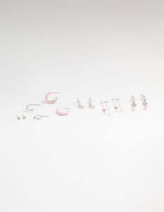 Silver Flower & Butterfly Mixed Earring Stack 6-Pack