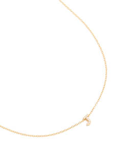 Gold Plated Sterling Silver Cubic Zirconia Pavé Letter J Pendant Necklace