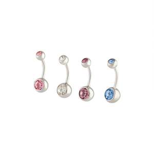 Multi: Surgical Steel Mixed Stones Belly Bar 4-Pack