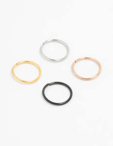 Multi: Plain Surgical Steel Nose Rings 4-Pack
