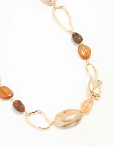 Multi: Gold Stone Long Necklace