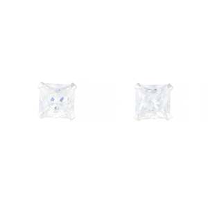 Sterling Silver Earrings: Sterling Silver Square Cubic Zirconia Stud