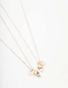 Kids Necklaces: Kids Matching BFF Butterfly & Heart Necklace Pack