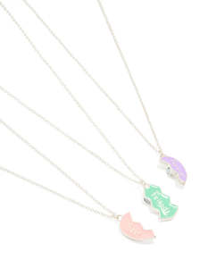 Kids Silver Friends Forever Necklaces 3-Pack