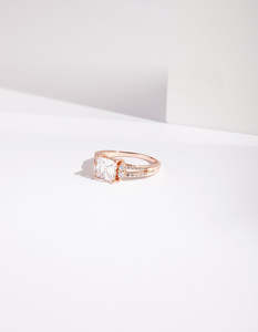 Engagement Rings: Rose Gold Double Band Cubic Zirconia Ring