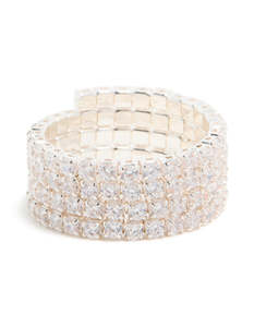 Silver: Silver Plated Cubic Zirconia 4-Row Wrap Ring