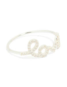 Silver: Sterling Silver Cubic Zirconia Love Ring