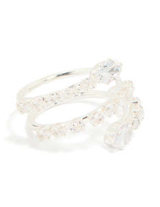 Silver Plated Cubic Zirconia Open Wrap Around Ring