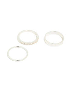 Silver: Silver Plated Simple Cubic Zirconia & Smooth Rings 3-Pack