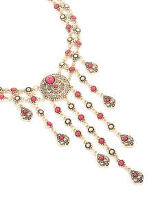 Red: Antique Gold Red Drops Necklace