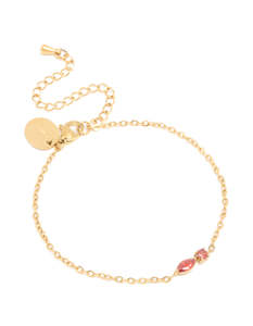 Red: Waterproof Gold Plated Stainless Steel July Red Cubic Zirconia Birthstone Bracelet