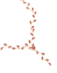 Red: Gold Red Cubic Zirconia Vine Y-Necklace