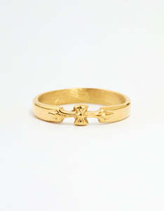 Waterproof Gold Plated Stainless Steel Dainty Bow Band Ring