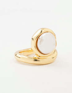 Bands: Gold Organic Pearl Band Ring
