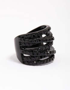 Bands: Black Coated Layered Band Ring