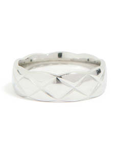 Waterproof Stainless Steel Crosshatch Band Ring