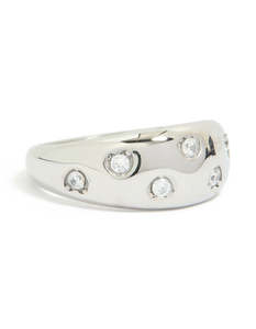 Bands: Waterproof Stainless Steel Spotty Diamante Band Ring