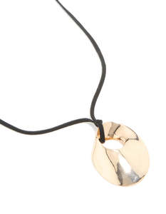 Long Necklaces: Gold Long Organic Pendant Cord Necklace