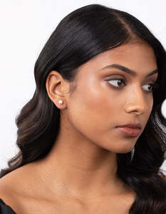 Pearl Earrings: Pearlise Cubic Zirconia Stud Earrings Duo